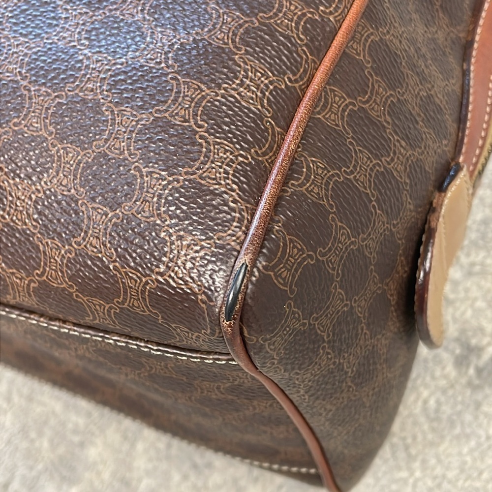 Vintage Celine Macadam Coated Canvas Boston Bag Satchel Brown - Picture 13 of 17